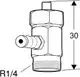 Abbildung eines Messnippels mit Ventil im technischen Design, geeignet für Anschlüsse, hergestellt von IMI Hydronic Engineering.